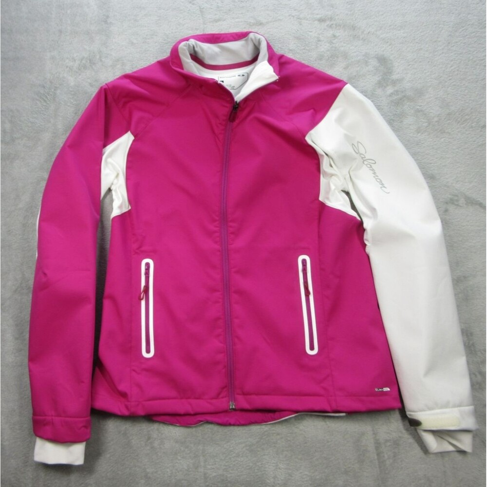 Salomon Jacket Women's Large Clima Wind Soft Shell Fuschia Pink Outdoor Hiking